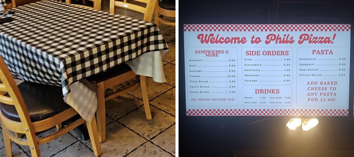Phil's Pizza Menu